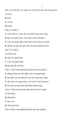 Đề cương ôn thi môn Giáo dục công dân Lớp 7 (Có đáp án)